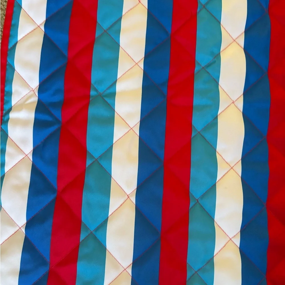 Striped Red and Blue Quilted Picnic Blanket